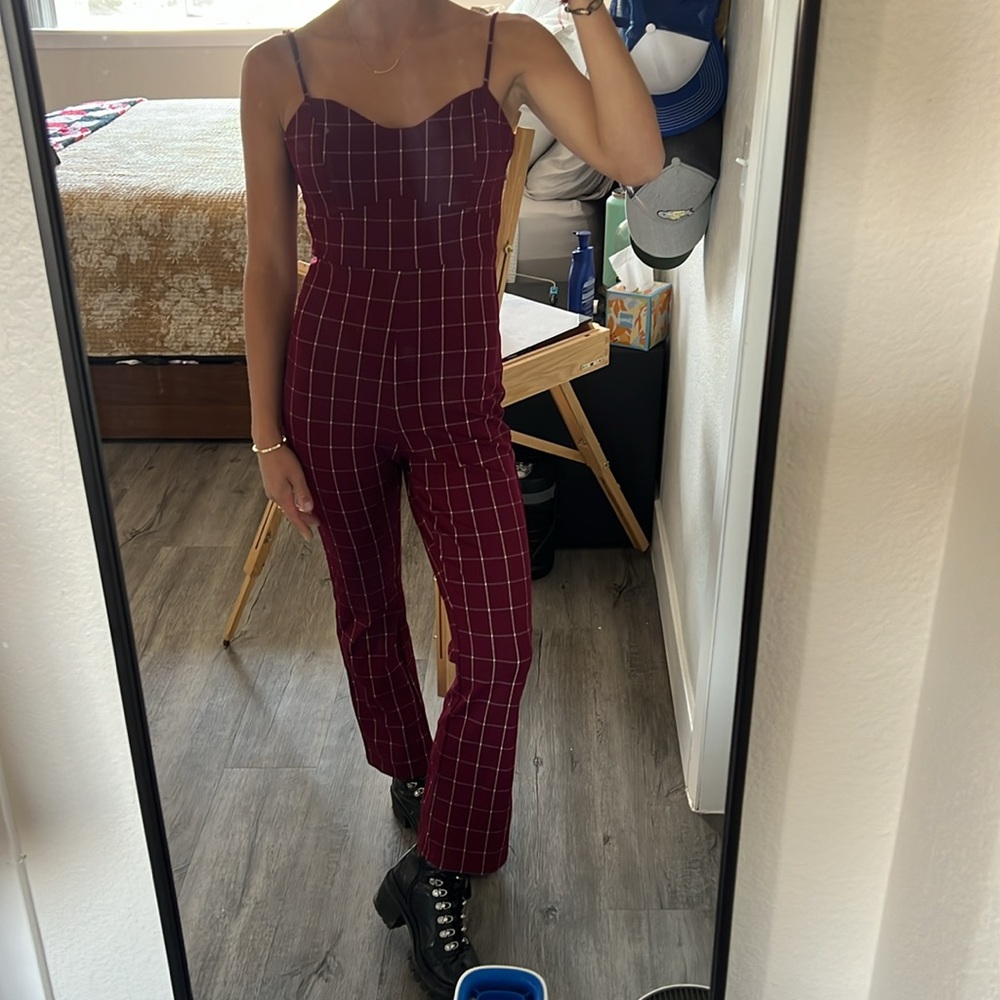 Marron plaid jumpsuit